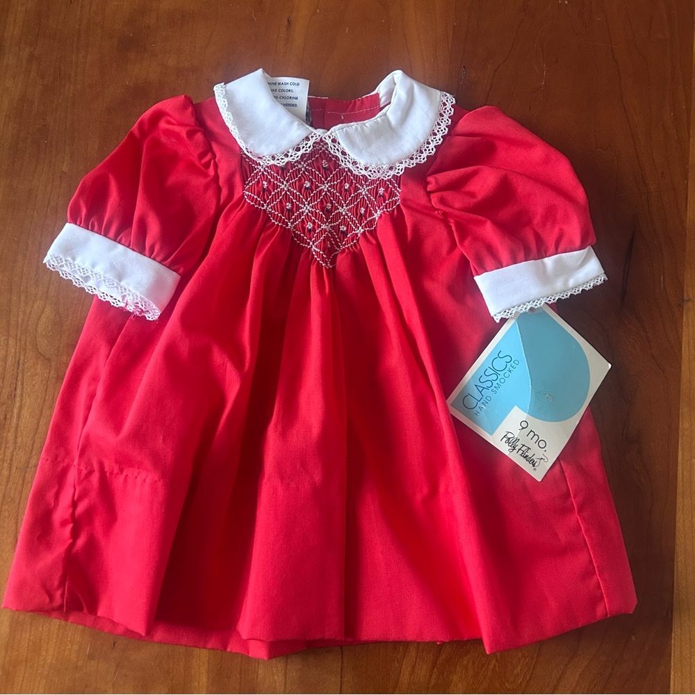 5/$25 Sale Vintage Polly Flinders red dress deadstock dress Size 9 months